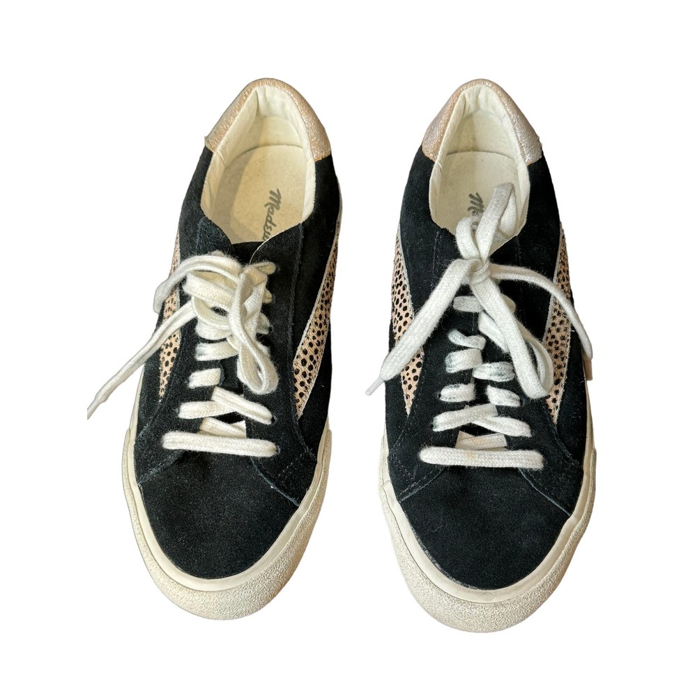 Madewell Women Shoes Sidewalk Low Top Animal Print Leather Sneakers AA177 Sz.6
